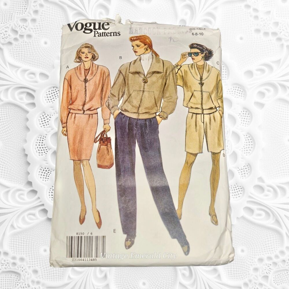 Vtg Vogue Sewing Pattern 8150 Fitting Jacket Skirt Pants 90s Sizes 6/8/10 Uncut